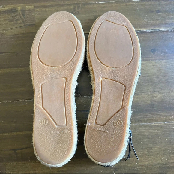 Oficce Studde Flat Espadrilles Black  Leather Sandals - Picture 11 of 12